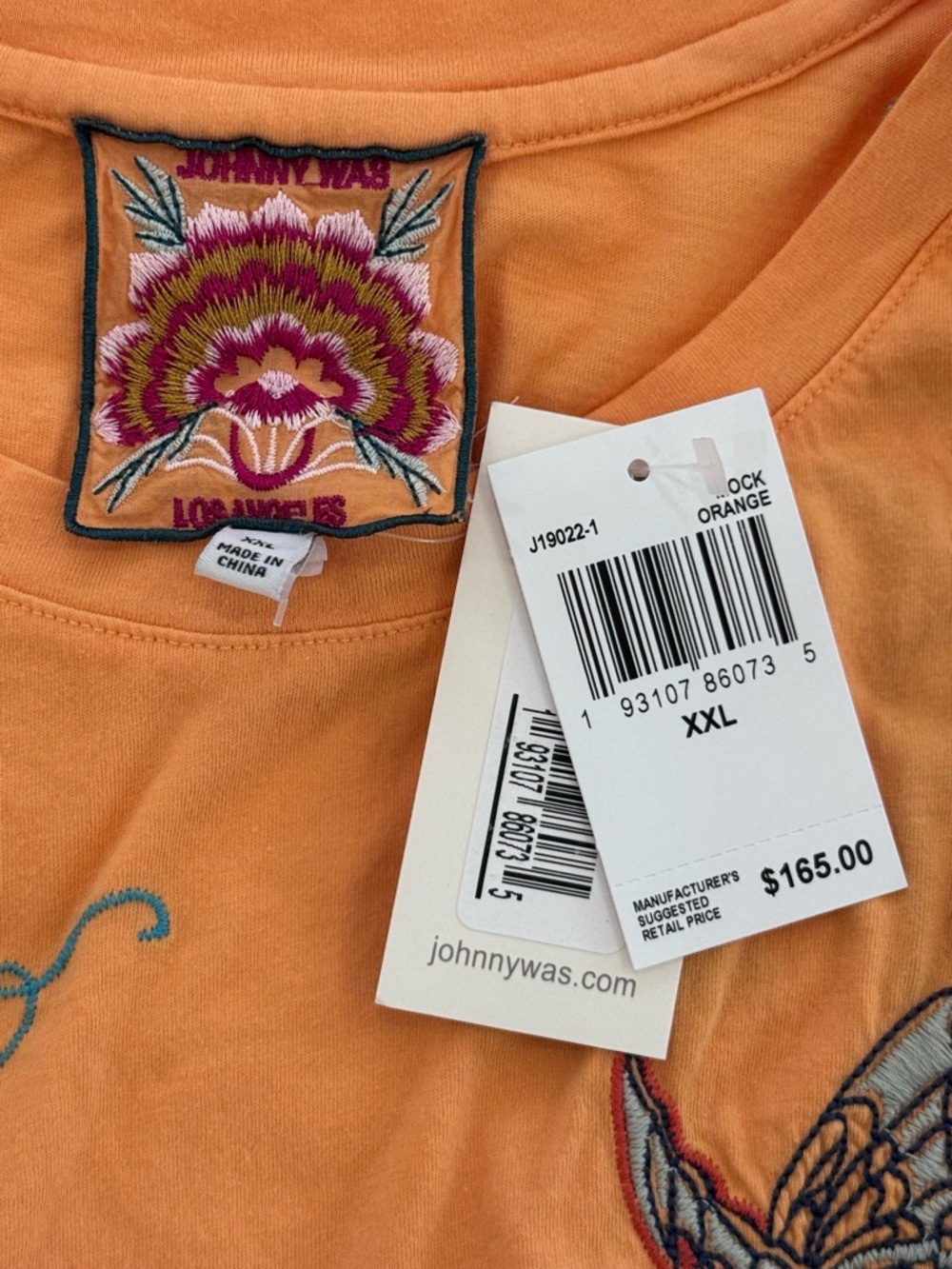 Johnny Was Orange Embroidered Short-Sleeve Swim Coverup - Picture 2 of 6